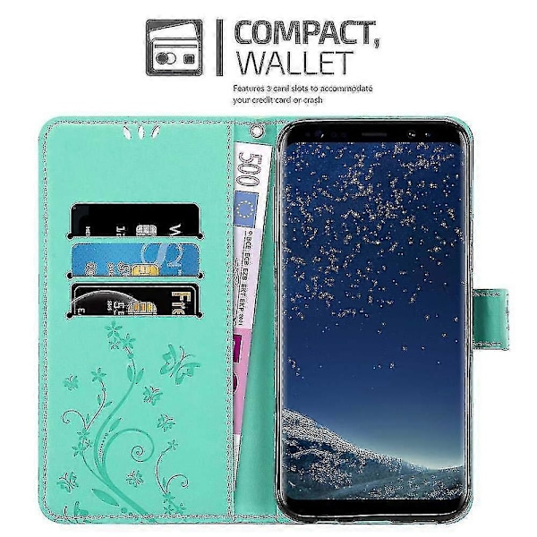 Etui til Samsung Galaxy S8 Foldbart Telefon Etui - Cover - Med Standfunktion og Kortbakke