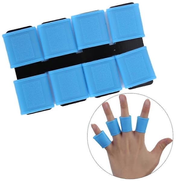 8 st Silikon Anti-halk Elasticitet Golfsvinggrepp Golf Fingerband Skydd Set (blå)