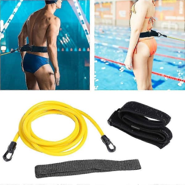 Sim Tether Stationär Simning, Simmotståndsband, Sim Bungee Träningsbälte, Pool Simtränare Bälte Sele, Perfekt För Simträning & Motion - S