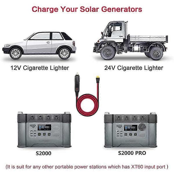 ALLPOWERS XT60 12V/24V Bil Cigarettænder til Opladningskabel Adapter