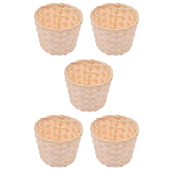 5 kpl Mini-kudotut korit ilman kahvoja, juhlaherkkuja, käsitöitä ja sisustusta varten, sopivat monenlaisiin tilaisuuksiin (7,5 x 6 cm)