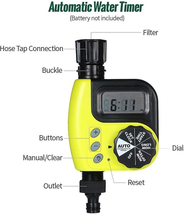 Automatisk bevattningstimer, programmerbar digital slangkrantimer smart sprinkler bevattningsbevattning