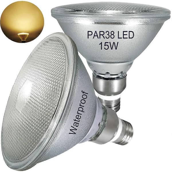 15W E27 PAR38 LED Varmvit, Vattentät, Inomhus/Utomhus, Ej Dimbar, 2-pack