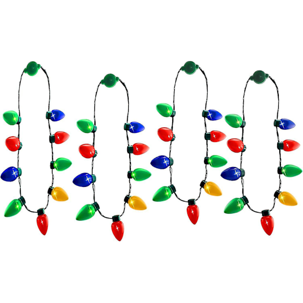 LED-lysende julekule-halskje, festgaver (familiepakke med 4)