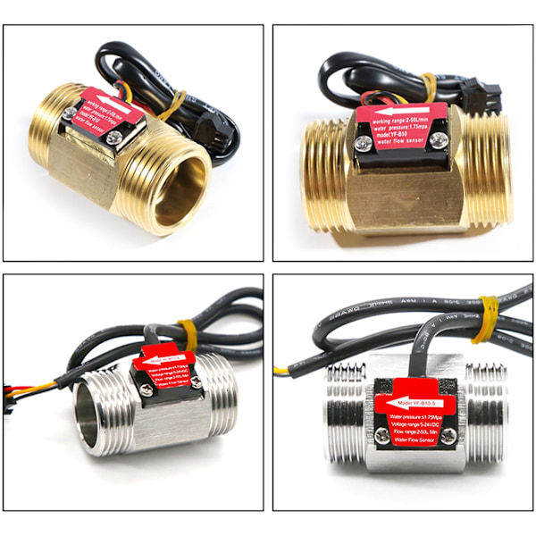 1-tums Small Water Flow Switch Mässing Vattensensor Hall Flödesmätare DC3.524V