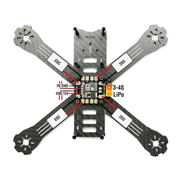 PDB XT60 Drone Virranjakelulevy W/ BEC 5V 2A 12V 0.5A RC FPV:lle