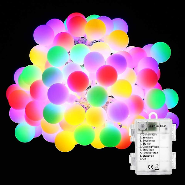 Multifarvede Lysstrenge, 8 Lystilstande LED Julekuglelys Med Timerfunktion, Vandafvisende LED Lysstrenge Til Indendørs Og Udendørs, Soveværelse, Fest,