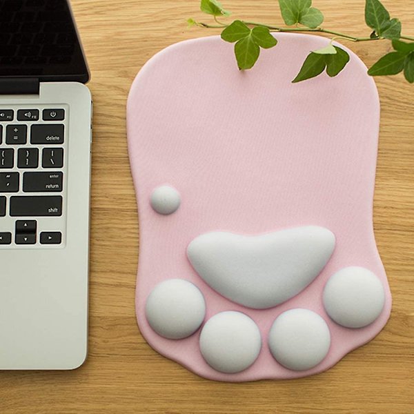 Söt Musmatta för Kontor med Handledsstöd, Kattpåt Design, Presenter för Kontorsbord Hemspel Kawaii Saker Presenter, Ergonomisk Musmatta med Handledsstöd