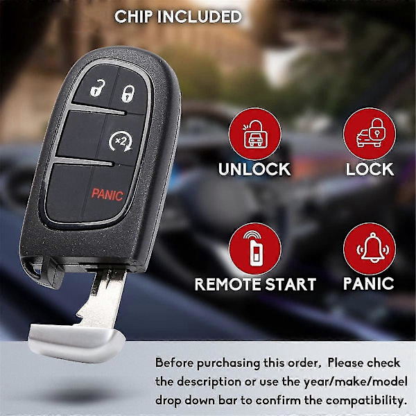 2013-2018 Dodge Ram Nøkkelfri Inngangs Fjernkontroll Nøkkelbrikke ID46 Chip for 1500/2500/3500 Trykknappstart