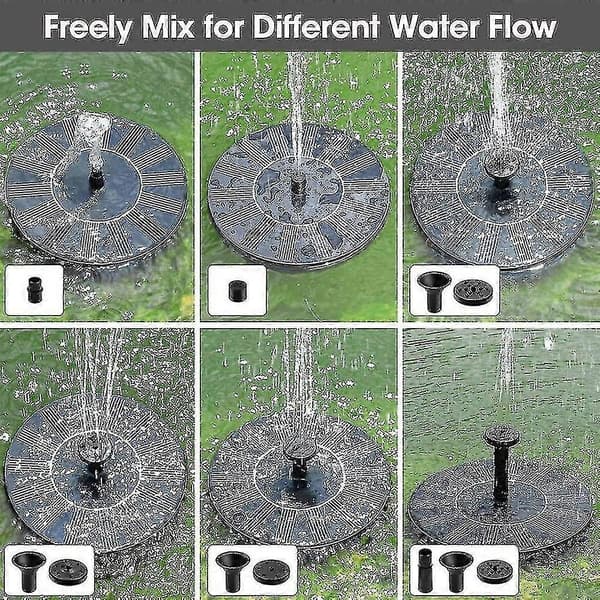 Solcellsdriven fontän, 1,4w solcellsdriven dammpump med 4 effekter | Maximal 70 cm höjd solcellsdriven vattenpump | Solcellsdriven flytande fontänpump LTV