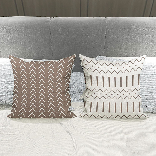 Putetrekk 16x16 Moderne Sofaputetrekk, Dekorative Utendørs Linstoff Putetrekk For Sofa Seng Bil (Khaki, 16x16, Sett Med 4)