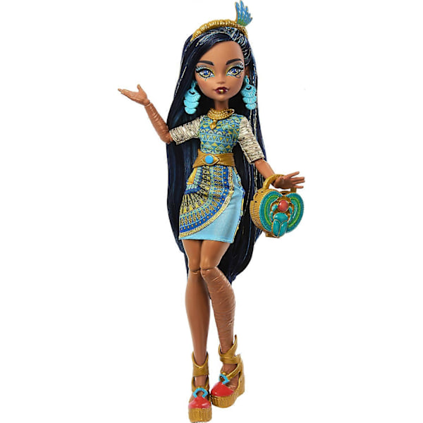 Mattel - Monster High Day Out Cleo De Nile Modellteckning med Blå Klänning  [SAMLAROBJekt] Pappersdocka USA import