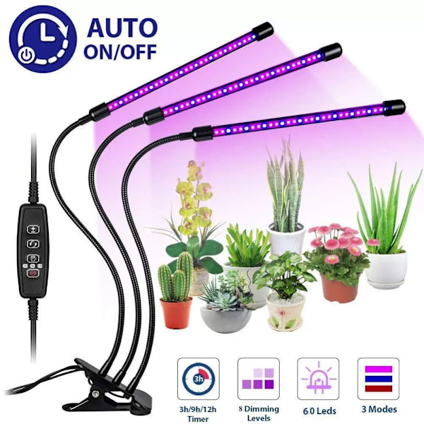 Växtlampa / växtbelysning med 4 flexibla LED-lysrör, 1-pack