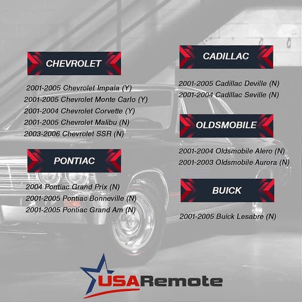 Bilnyckel Fob Nyckellös Fjärrkontroll passar Chevy Corvette
