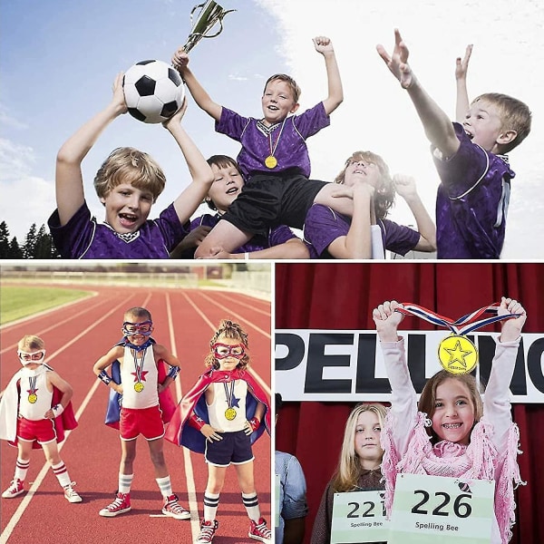 Sett med 100 Plastmedaljer for Barn, Skole, Sport eller Mini-OL-Medaljer