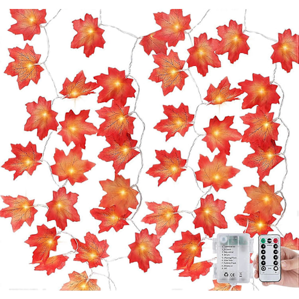 2 Pak Maple Leaf Lysstreng 3m 20 LED'er Efterårs Dekoration Lysstreng til Thanksgiving Jul Festival Fest