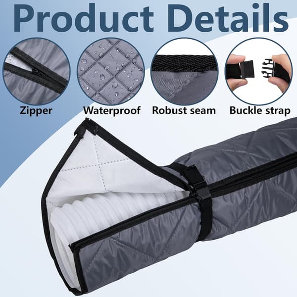 Bærbart klimaanlægsslangedæksel (egnet til udstødningsslanger med en diameter på 12,7 til 15 cm) – Grå