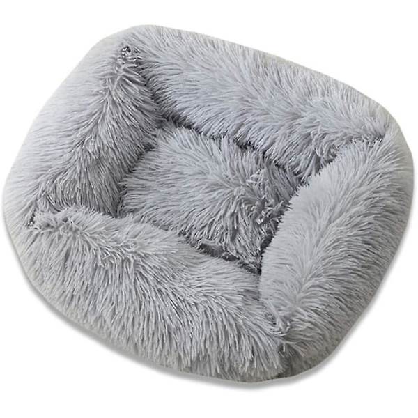 Seng Xs Størrelse Varmt Vinter Kvadrat Super Blød Sovende Hundebed Lang Plys Vaskbar Kattemåtte Kurv Hvalpehus 1stk Grå