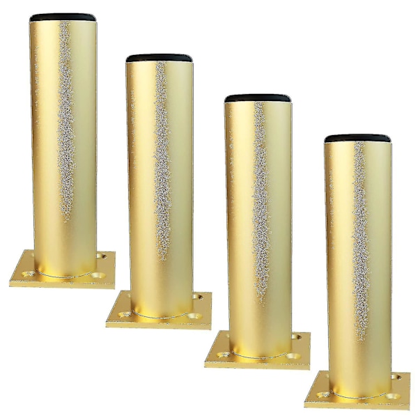 4 stk. Sofabordben, Bordben i Guld, Justerbar Højde, Rørben Rund, Højde: 6-30cm, Base i Aluminium | Anodiseret Overflade