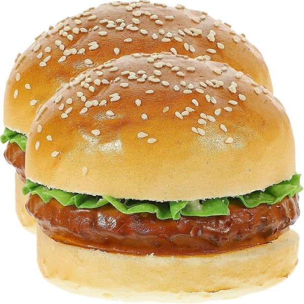 Simulerings Fake Burger Model 2 stk. Burger-formet Uddannelsesmodel til Klasseundervisning Lys Farve Dekoration