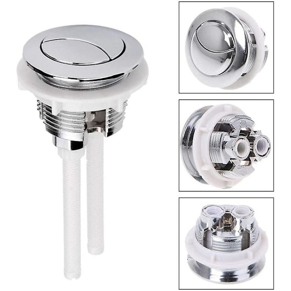 WC-huuhtelupainikkeen Vaihto - 2 Pakkausta, Kaksoisvarren Kromi Painike, Vakio-osa Kylpyhuoneen WC-korjaukseen (38mm)