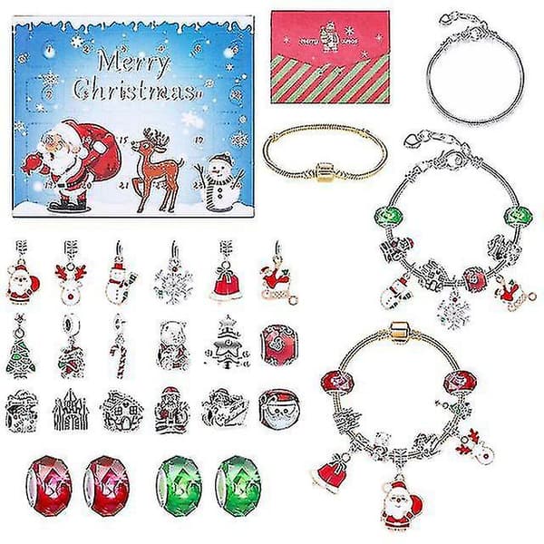 24 Dagar Julkalender Överrasknings Blind Box, DIY Barn Armband Överrasknings Presentask Present