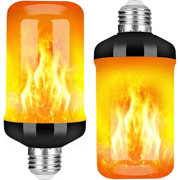 LED Flame Effect Fire Light Bulb, Upgraded 4 Modes Flickering Fire Christmas Decorations Lights, E26 Base Flame Bulb with Upside Down Effect(2 Pack)