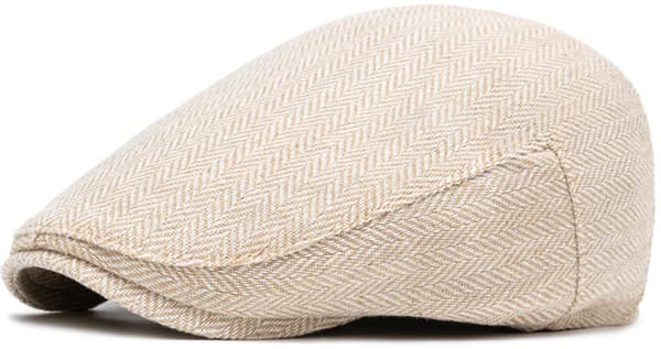 Keps - Solhatt - Herrplatt keps - Sommarkeps med bomullsfoder - Andas - Klassisk slip-on keps - L (56-58cm) - Beige