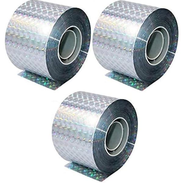 Fugleafvisende Tape, Sæt af 3 Bånd x 50m x 4,8cm - Skræmmefugle Tape - Til at Afvise Krager, Duer og Mere, 150m