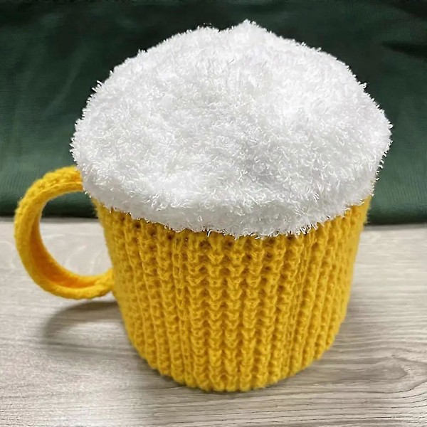 Sjov 3D Ølkrus Strikket Hue Komfortabel Tyk Kuldebeskyttende Beanie Til Kvinder Mænd