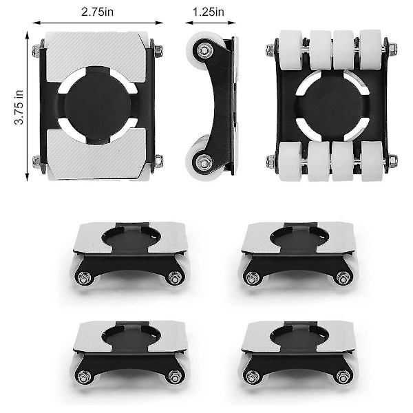4 Pakk Hårdtøjs Møbel Løftestang 660 Lbs Belastningskapacitet Apparat Rulle Hjul Glide