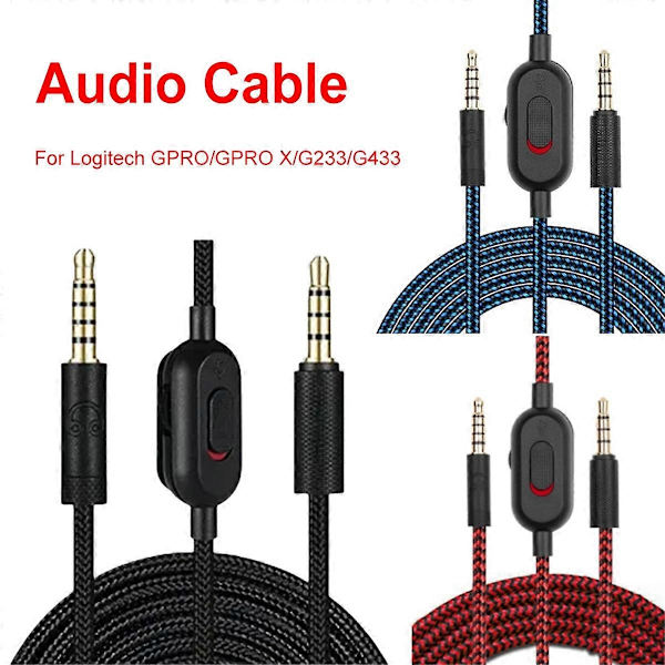 2M Erstatningslydkabel for Logitech GPRO X, Hodetelefoner Svart