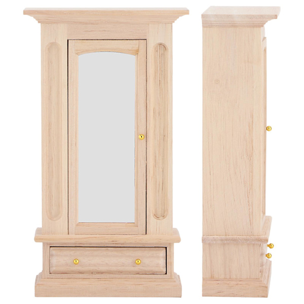1:12 Dockhus Trä Garderob med Spegel Dockhus Möbler Sovrum Dockhus Dekoration