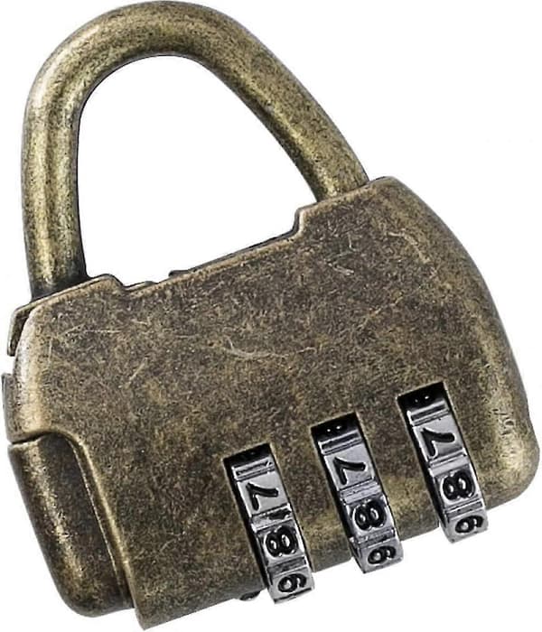 Vintage Kombinationshänglås - 3 Siffror - 4,3 X 3,5 X 1,2 Cm