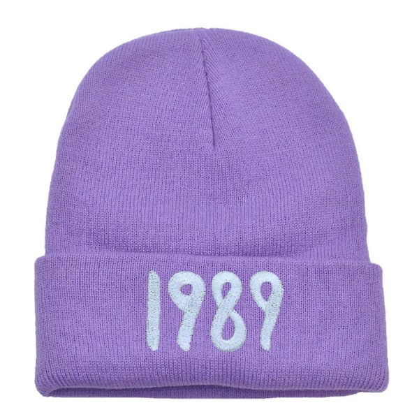 Taylor Swift 1989 Letter Print Unisex Vinterstickad Mössa Y2k Stretchig Mjuk Cuffed Mössa Varm Beanie Cap Present