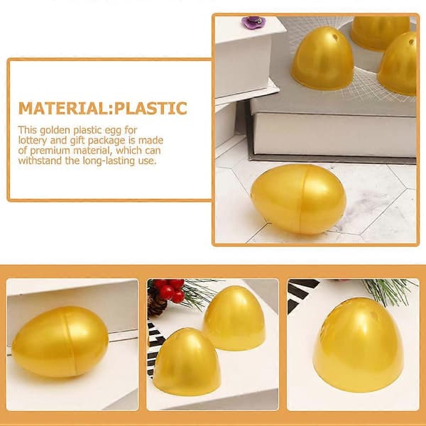 24 stk Tomme Gull Egg Påske Plast Egg Barn Leke Innpakning Egg Fest Lotteri Egg