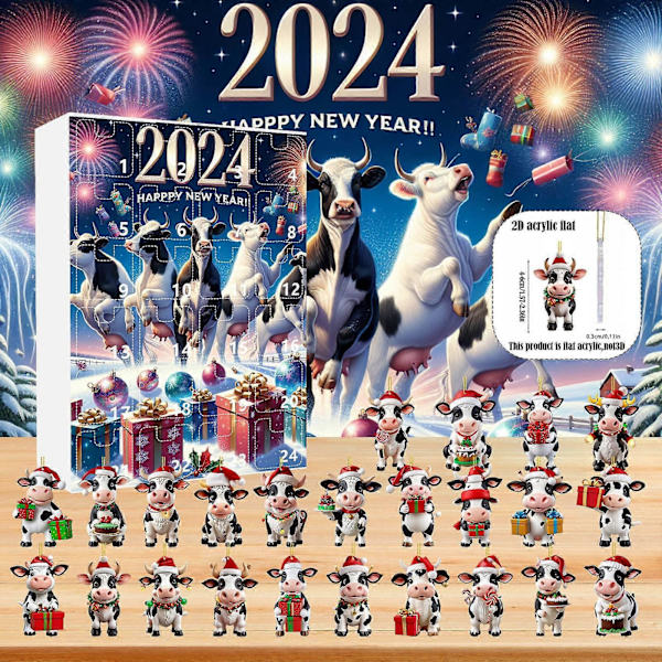 Julkalender 2024 Barn 2024 Julkalender Nedräkning 24 Dagar Julkalender Söta Ko Julpynt Hängande Julko Figurer A