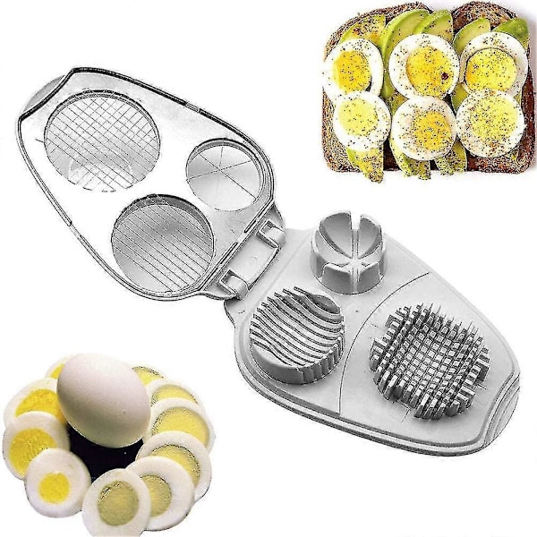 Eggkutter, 3-i-1, Rustfritt Stål, Manuell Eggkutter - Eggkutter For Hardkokte Egg