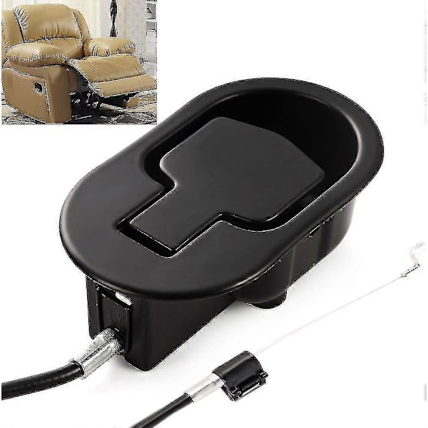 Dhrs Recliner Reservedele - Universal Sort Sort Metal Træk-Recliner Håndtag Med Kabel - Passer Til Ashley Og Store Recliner Mærker Sofa Stil Træk Stol
