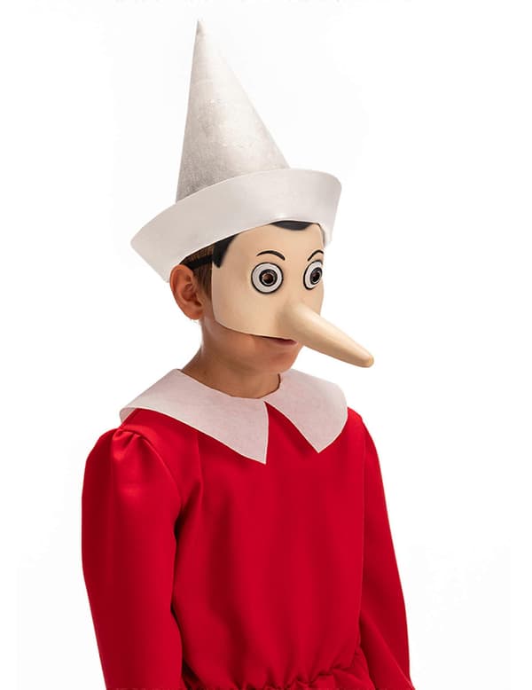 Halvvoksen Pinocchio latexmaske