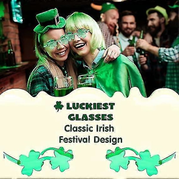6 Par St. Patricks Day Shamrock Solbriller Irske Grønne Kløverbriller