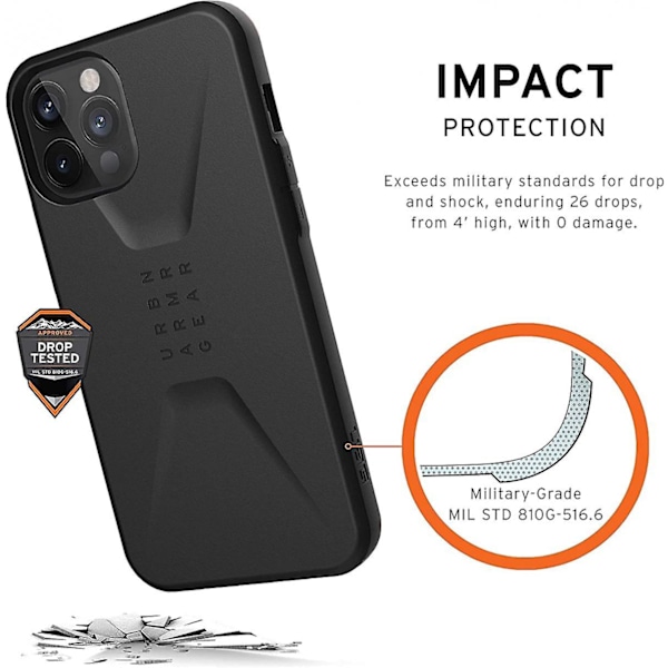 FOR Apple iPhone 12/12 PRO beskyttelsesdeksel (trådløs ladekompatibel deksel, knappebestandig mobiltelefondeksel, ultratynn støtfanger) - svart
