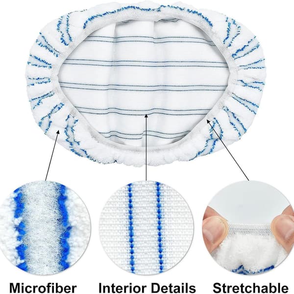 Passer til O-cedar mopphode tilbehør - 15x8 tommer gjenbrukbare mikrofiber flate moppkluter - blå og hvit - 3-pakning