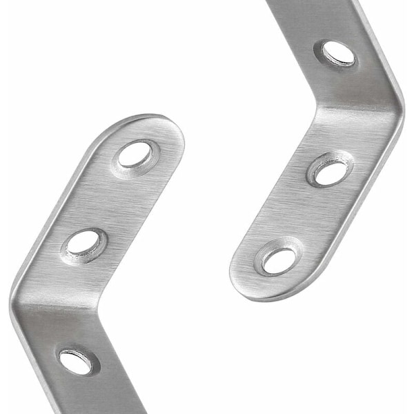 50 stk. Rustfrit Stål Beslag 40x40mm, Hjørnebeslag til Fastgørelse og Reparation af Møbler, Forstærkning af Samlinger, Sølv