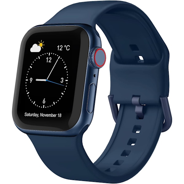 Kompatibel med Apple Watch-armband 45mm 44mm 42mm, mjuka silikon sportarmband ersättningsrem med klassiskt spänne för Iwatch Series Se 7 6 5 4 3 2