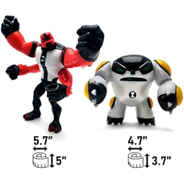 Figurer Basert på Ben 10 Actionfigurer - Sett med 9 Lekefigurer, Ben Tennyson, Four Arms, Grey Matter, Kineceleran, Diamondhead, Hex, Steam Smythe, Cannonbolt,