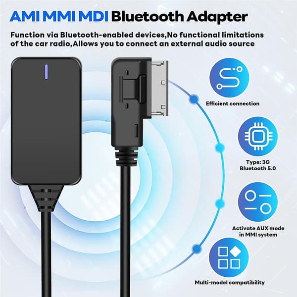 MMI Trådløs Aux Bluetooth-adapterkabel Lyd Musikk Auto Bluetooth for A3 A4 B8 B6 Q5 A5 A7 R7 S5