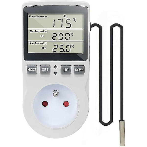 Plugg Termostat Digital Temperaturregulator Opvarmning Køling Med Sonde, LCD Stik Temperaturregulator Timer Til Akvarium Inkubator Drivhus