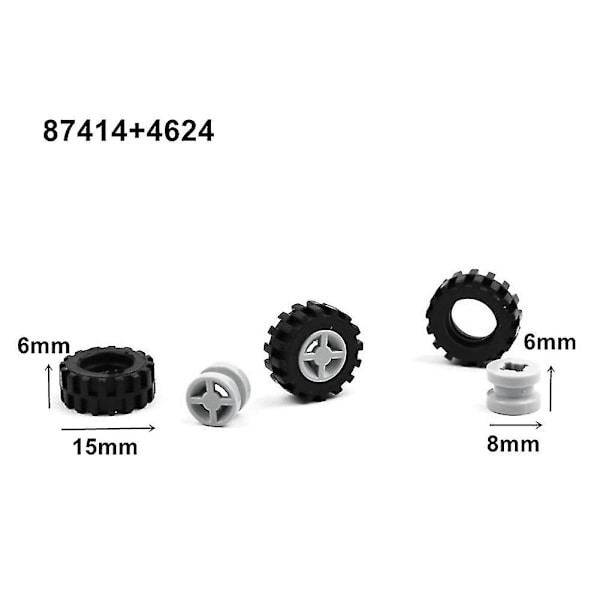 48 st Mini Hjul Axlar Pack Block Bil Tillbehör Däck Nav Klassiska Klossar Barn DIY Leksaker Klossar-A