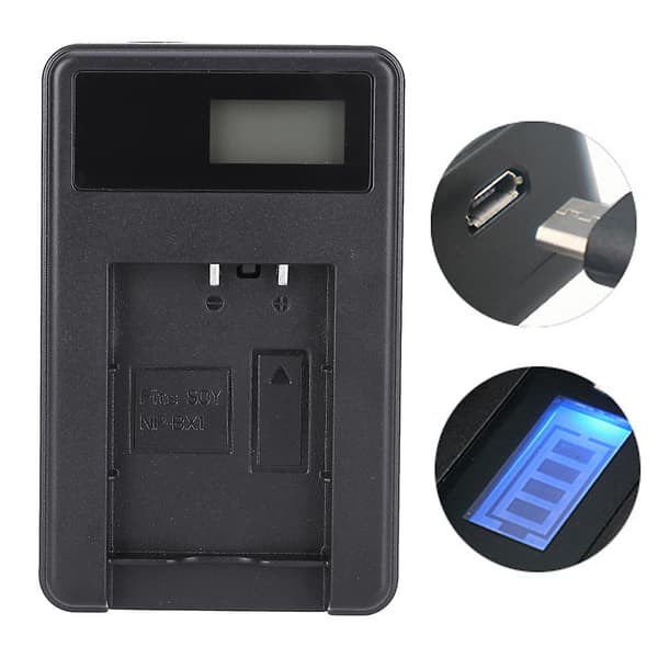 Sony NP-BX1-kamerabatteriladdare med LCD-display